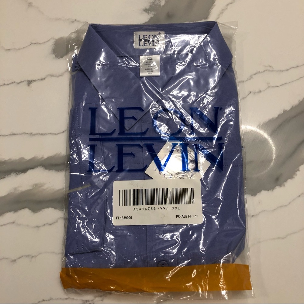 NWT Leon Levin 3/4 Sleeve Soft Peri Classic Polo Shirt XXL